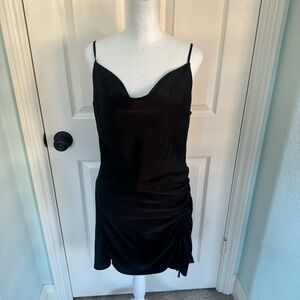 Zara Basic Black Ruched Dress